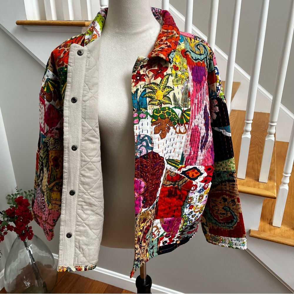 Dylan Medium Quilted Patchwork Jacket Boho Folklo… - image 8